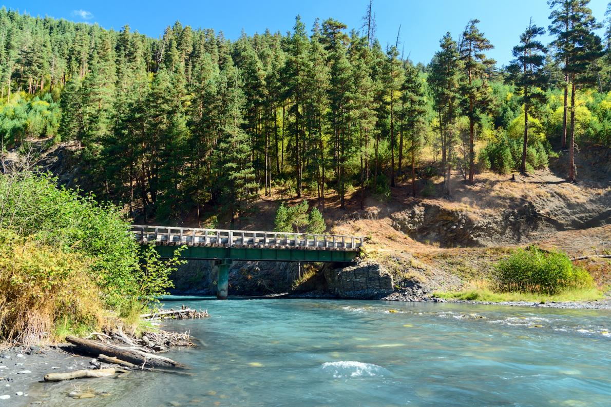 The Pirikitis Alazani River runs through the Tusheti Nature Reserve. This area is location on the northern slopes of the Greater Caucasus Mountains.